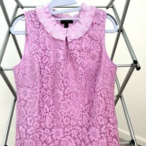 Lavender J Crew lace tank blouse with scalloped hem.